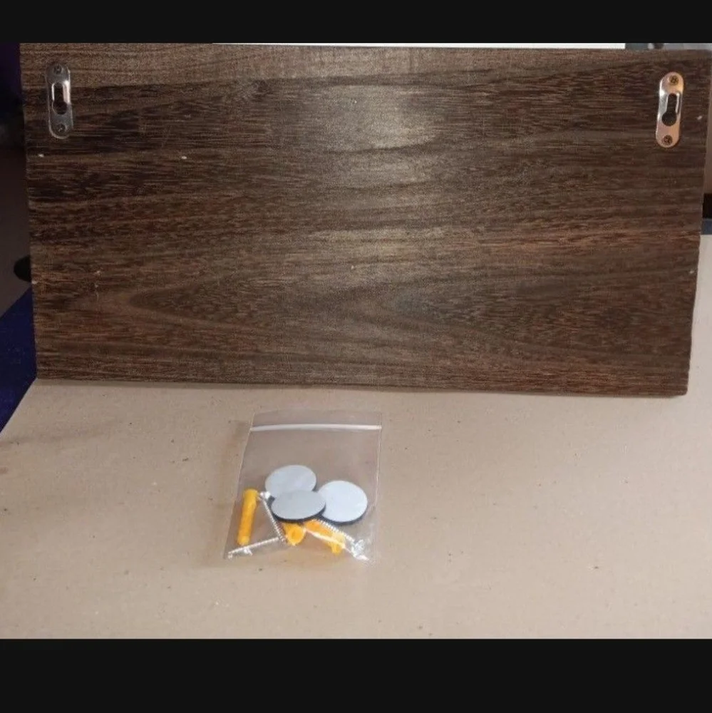 Brown Wooden Mail Organizer with Hooks